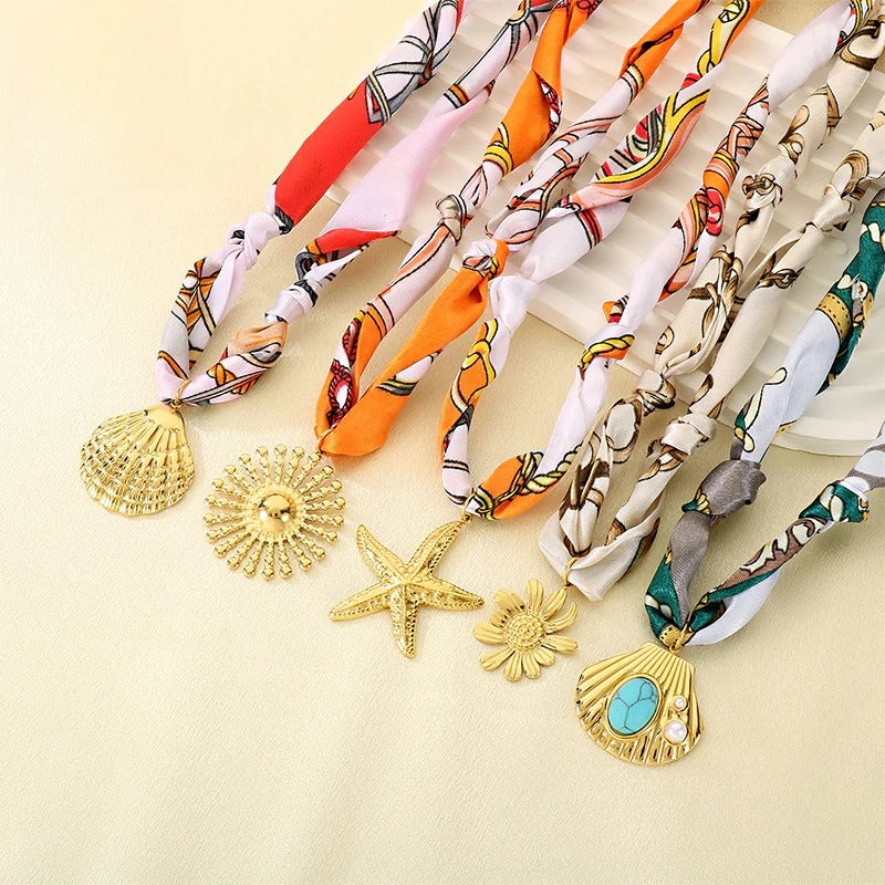 Silk Scarf Charm Necklace