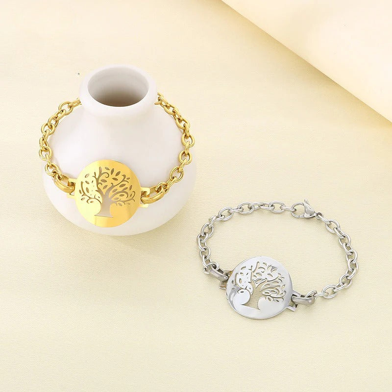 Gold & Silver Tree Cutout Chain Bracelet