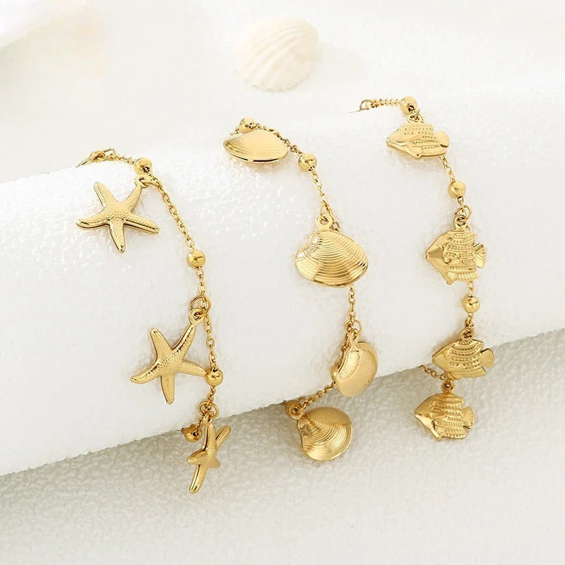 Gold Ocean Charm Bracelet