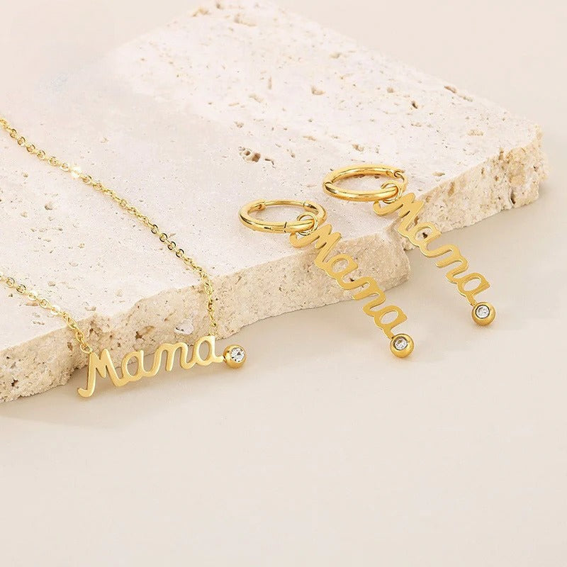 Minimal “Mama” Name Jewelry Set