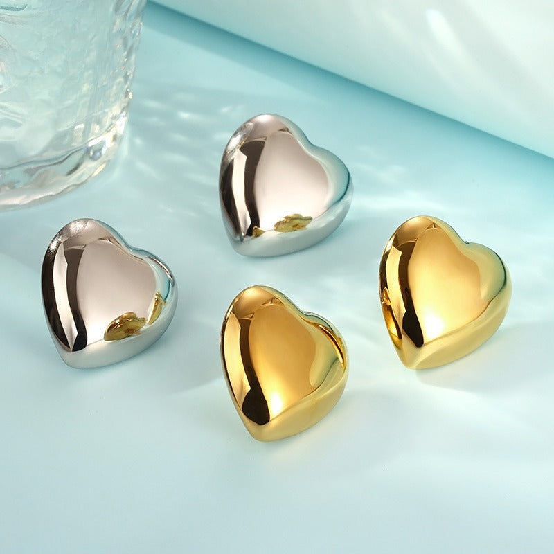 Chunky Heart Stud Earrings