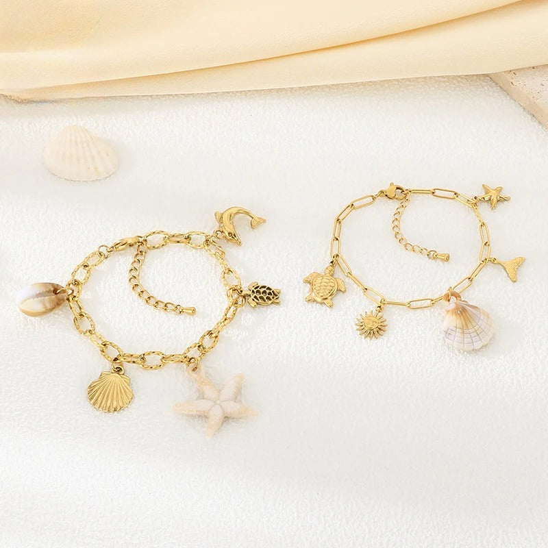 Gold Coastal Charm Link Bracelet