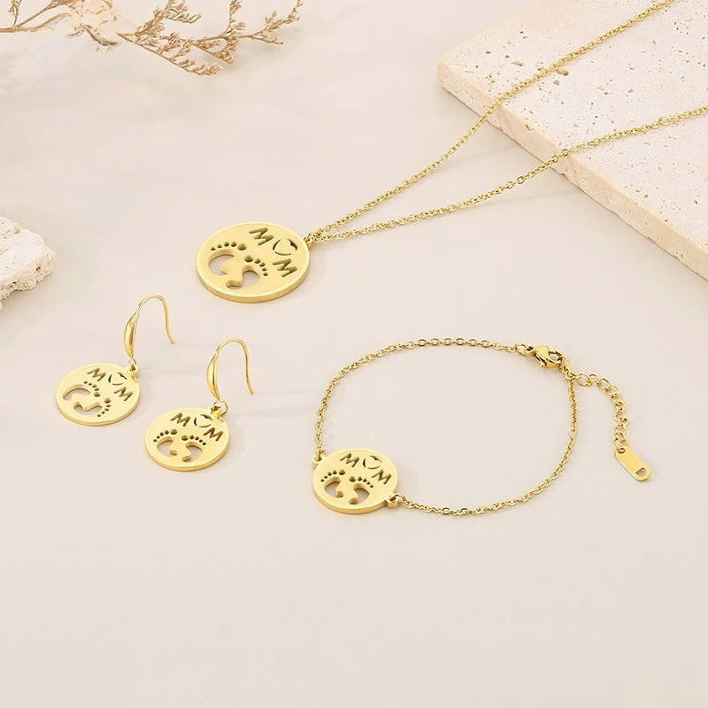 Symbol Disc Necklace, Bracelet & Earrings Set
