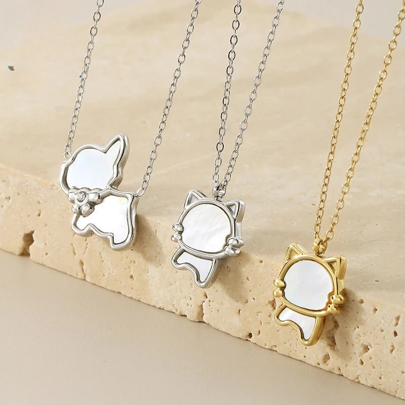 Cute Cat & Butterfly Pendant Necklace