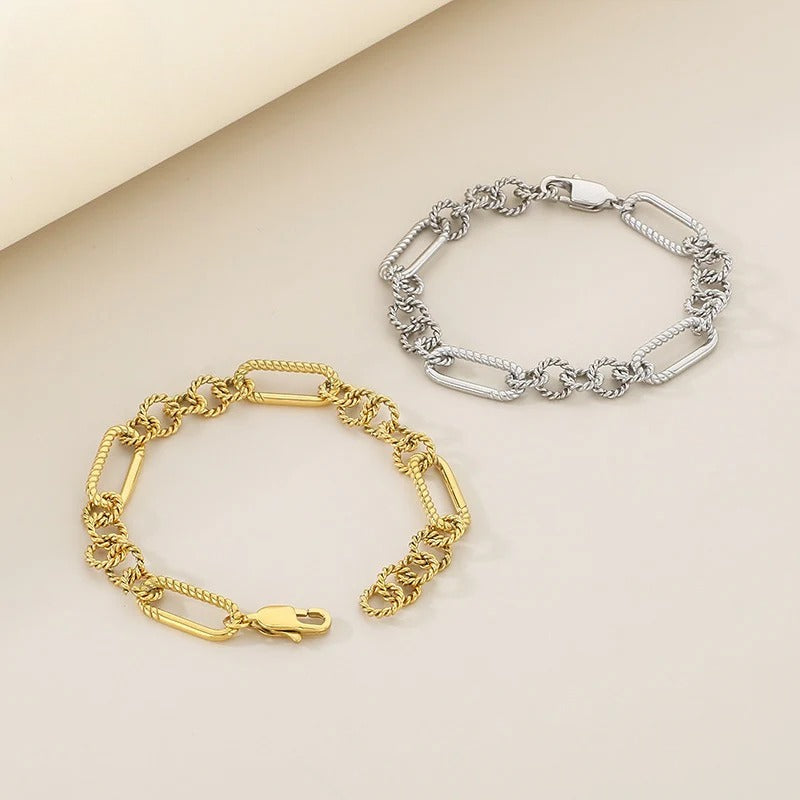 Twisted Link Mixed Chain Bracelet