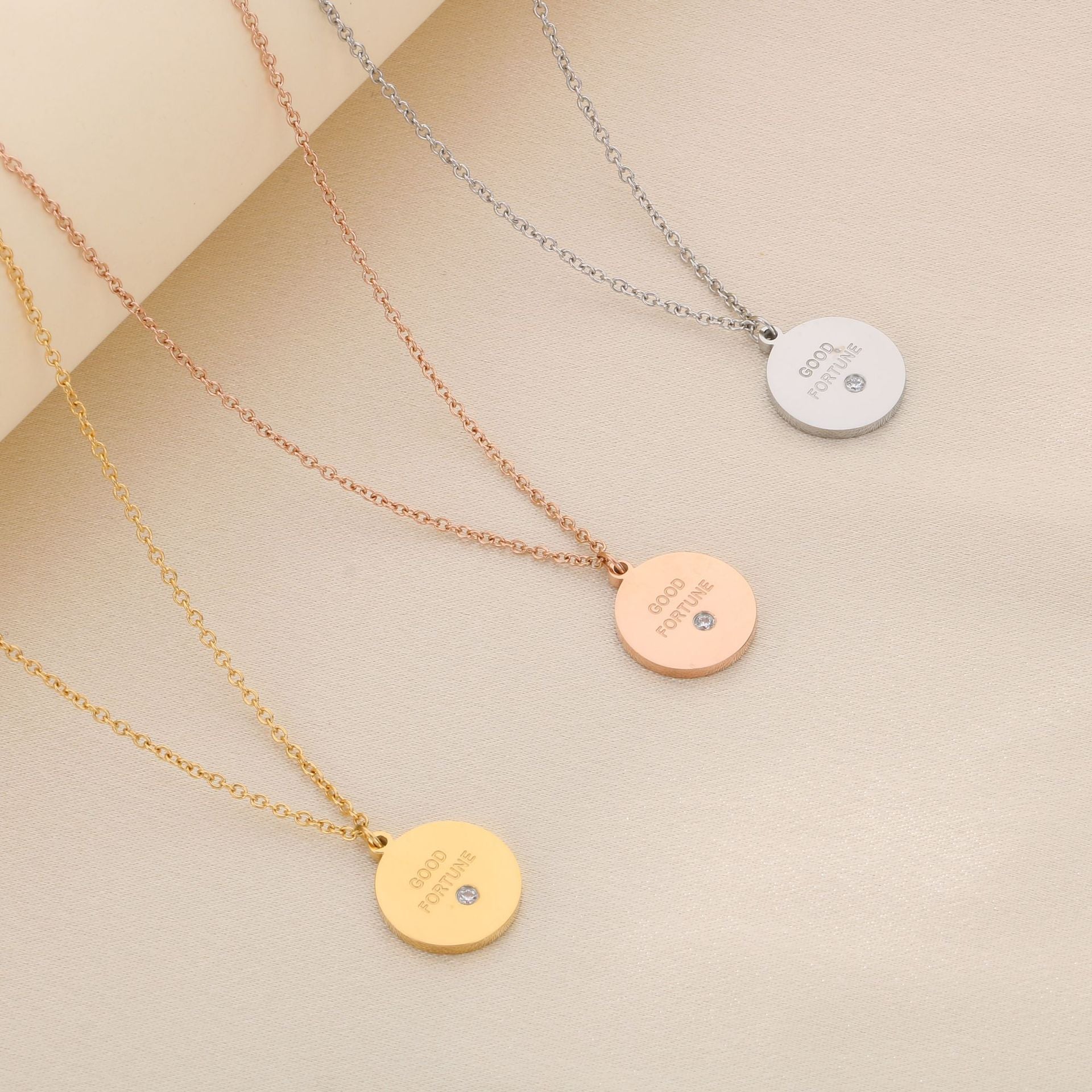 Minimal Heart Pendant Necklace with Stone Detail