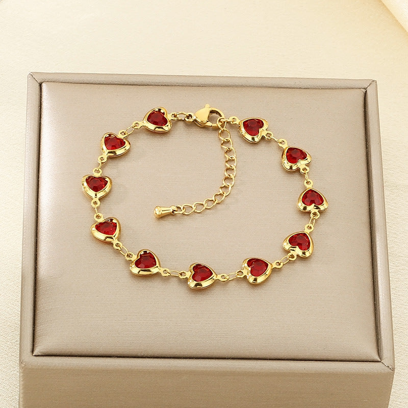 Gold Multicolor Crystal Charm Bracelet