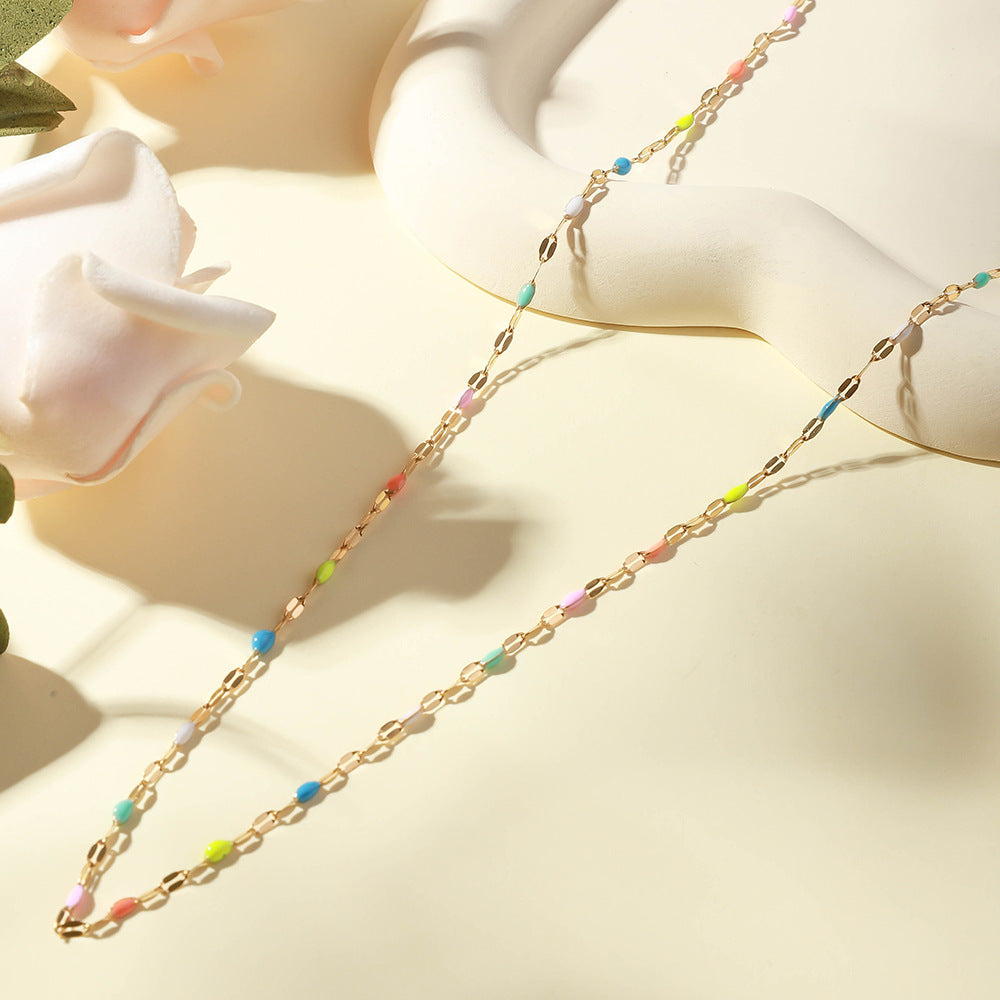 Cross-border hot-selling stainless steel lip dripping necklace, vacuum electroplating cross chain, titanium steel necklace jewelry chain