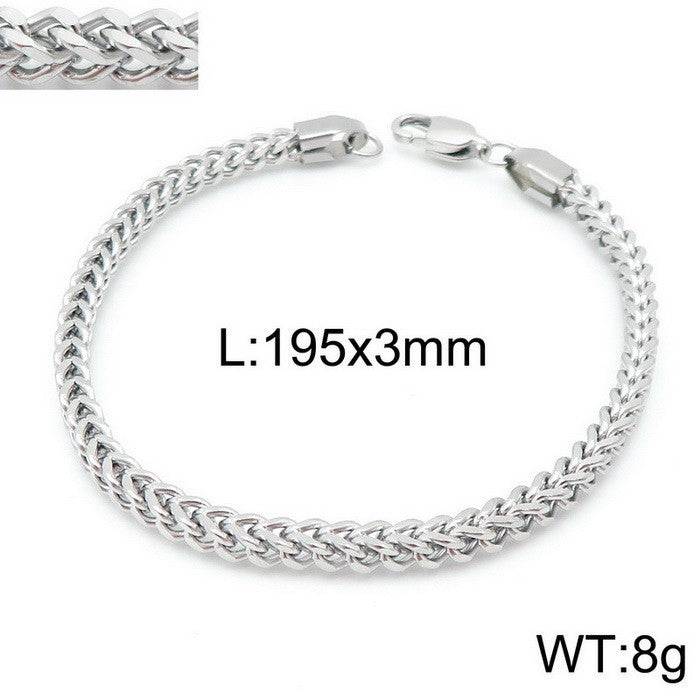 Simple forward and reverse chains, men's and women's Cuban chains, titanium steel bracelets, square stainless steel keel chains, domineering personalized welding head chains