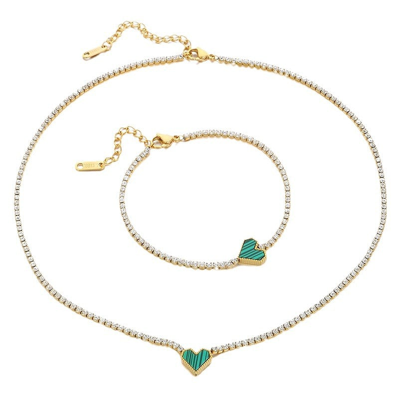 Cross-border stainless steel love bracelet necklace fashion titanium steel jewelry set versatile temperament high-end jewelry spot batch