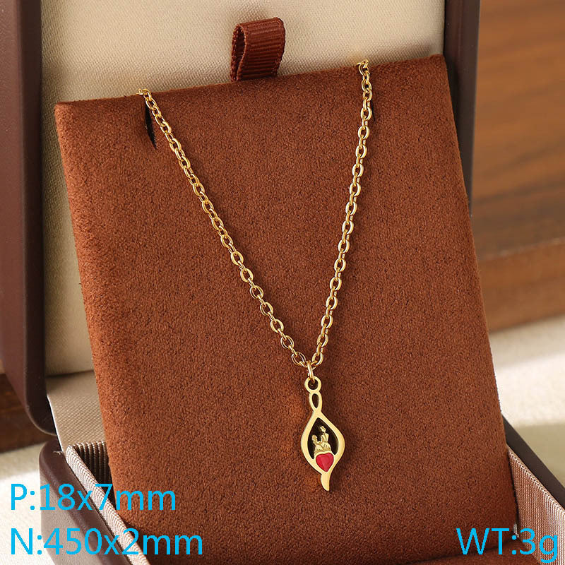 Cross-border Mother's Day style Stainless steel love mom pendant necklace 18K gold simple and versatile high-sense collarbone chain