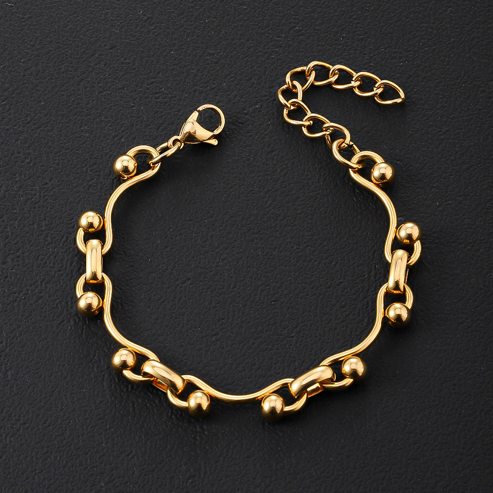 Cross-border stainless steel men's bracelet domineering personality non-fading women's jewelry, electroplated 18k real gold titanium steel bracelet