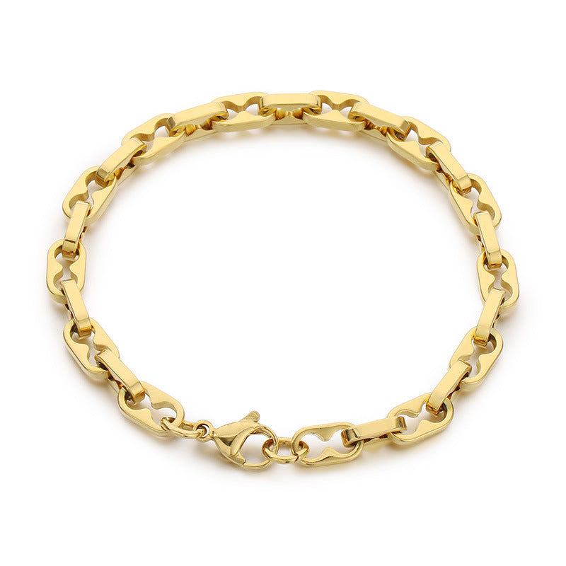 ins wind stainless steel interlocking pig nose bracelet trend titanium steel neutral summer 18K gold jewelry bracelet