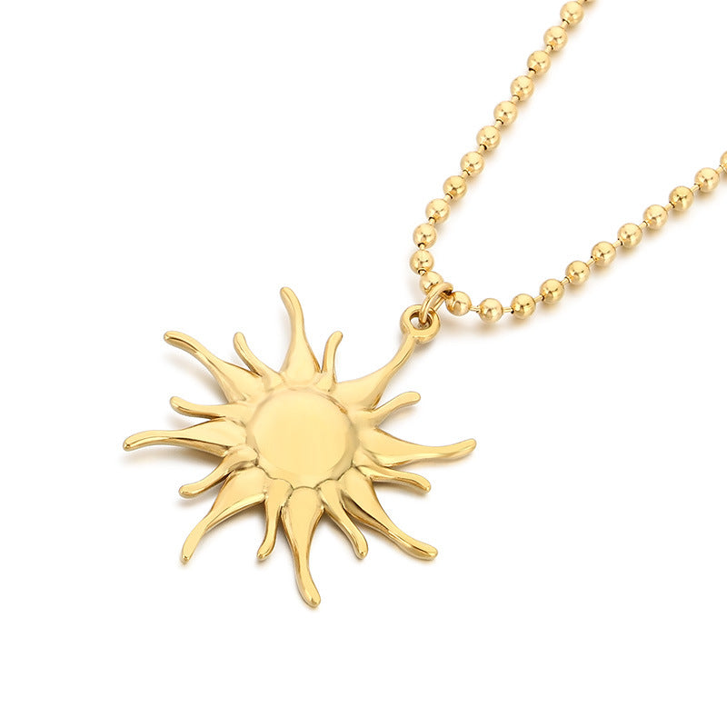 Sun & Heart Pendant Ball Chain Necklace