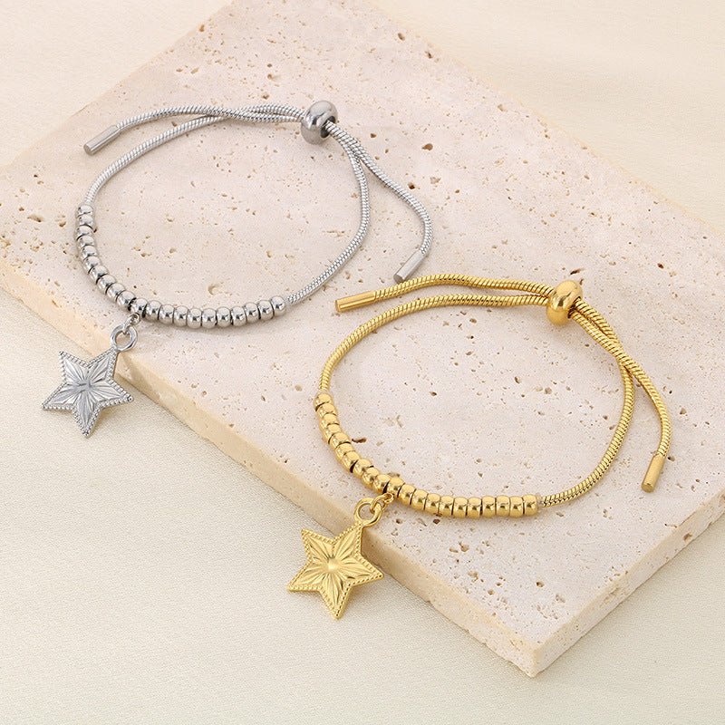 Gold & Silver Star & Moon Bead Bracelet