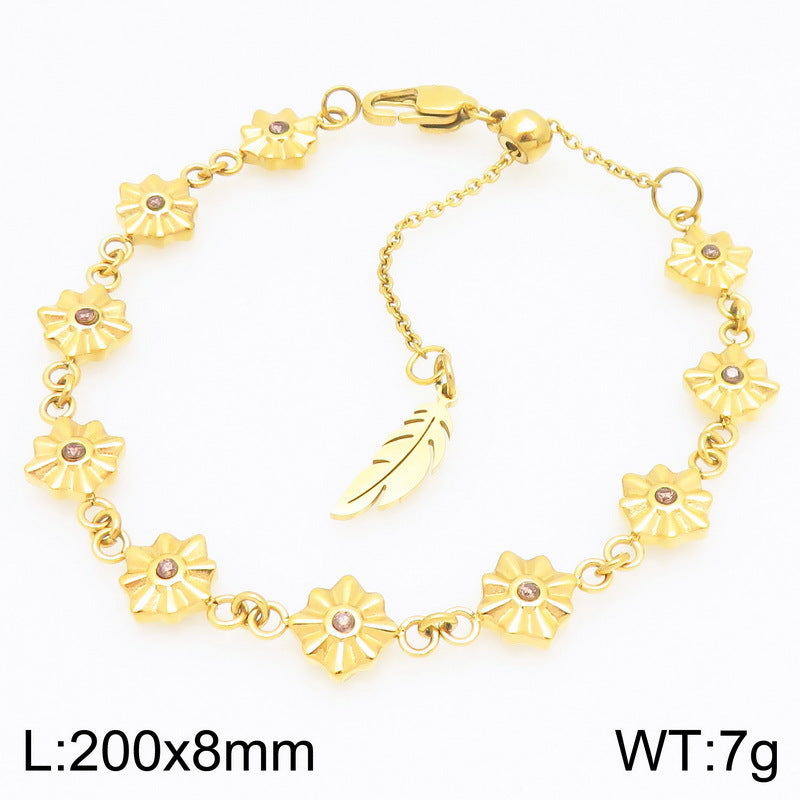 New simple design stainless steel twelve-color four-pointed star bracelet simple and high-end birthstone accessory accessories