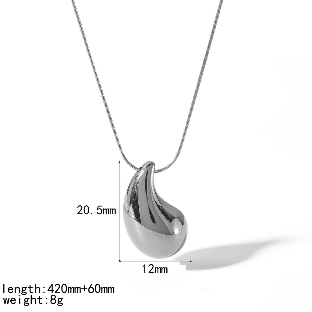 Cross-border European and American 18k gold water drop necklace, titanium steel does not fade, fashionable and simple versatile stainless steel collarbone chain necklace