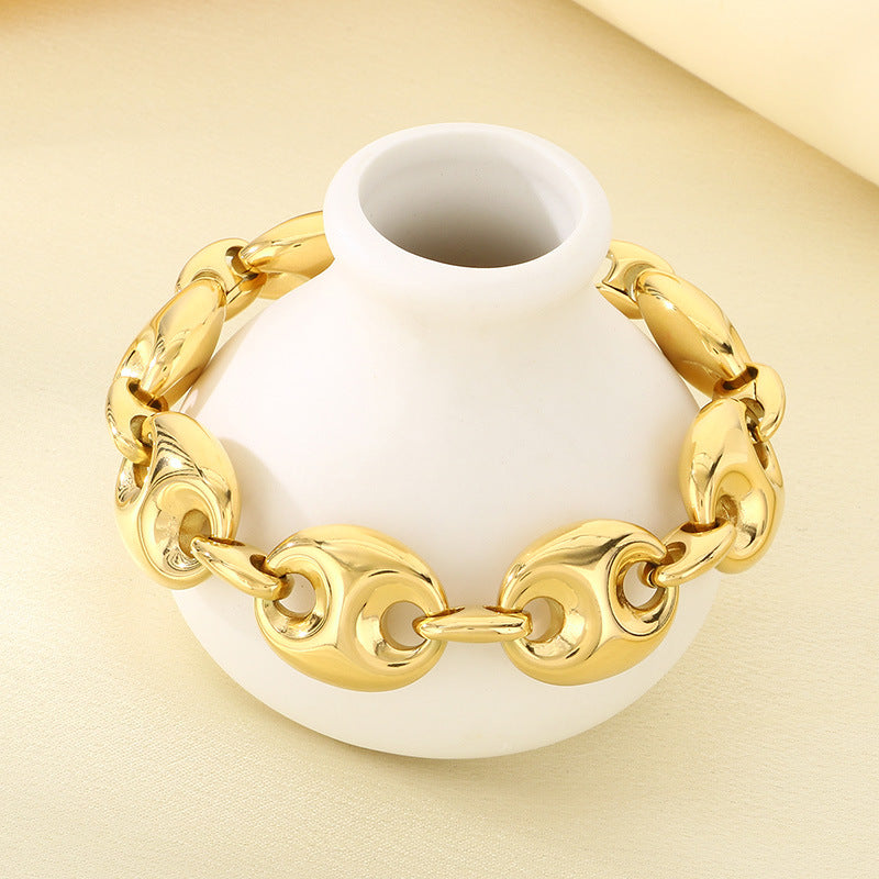 Europe and the United States cross-border high-grade stainless steel 18k gold pig nose bracelet summer versatile bracelet jewelry spot wholesale