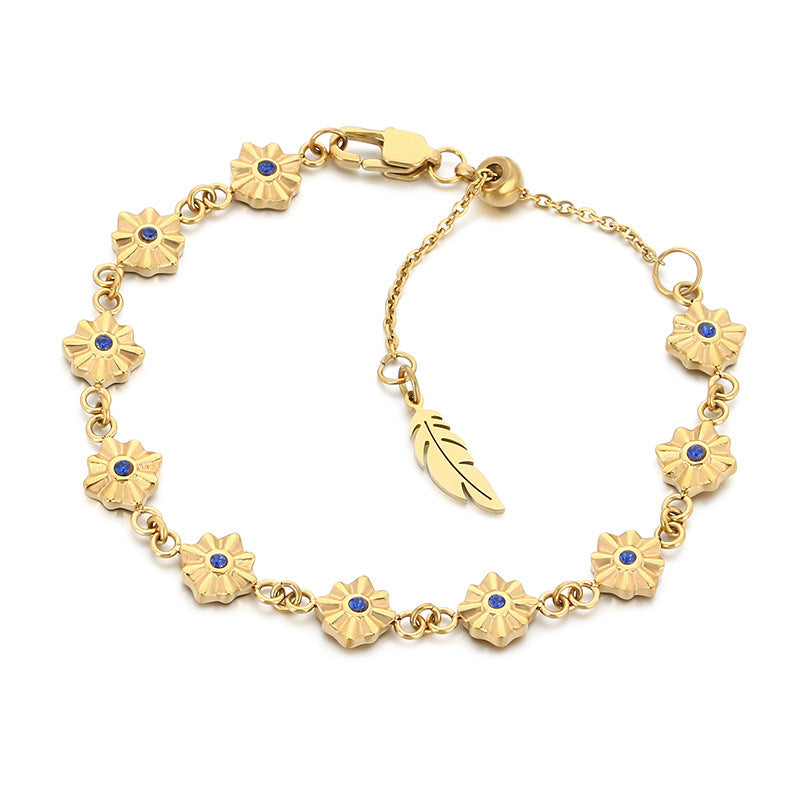 New simple design stainless steel twelve-color four-pointed star bracelet simple and high-end birthstone accessory accessories