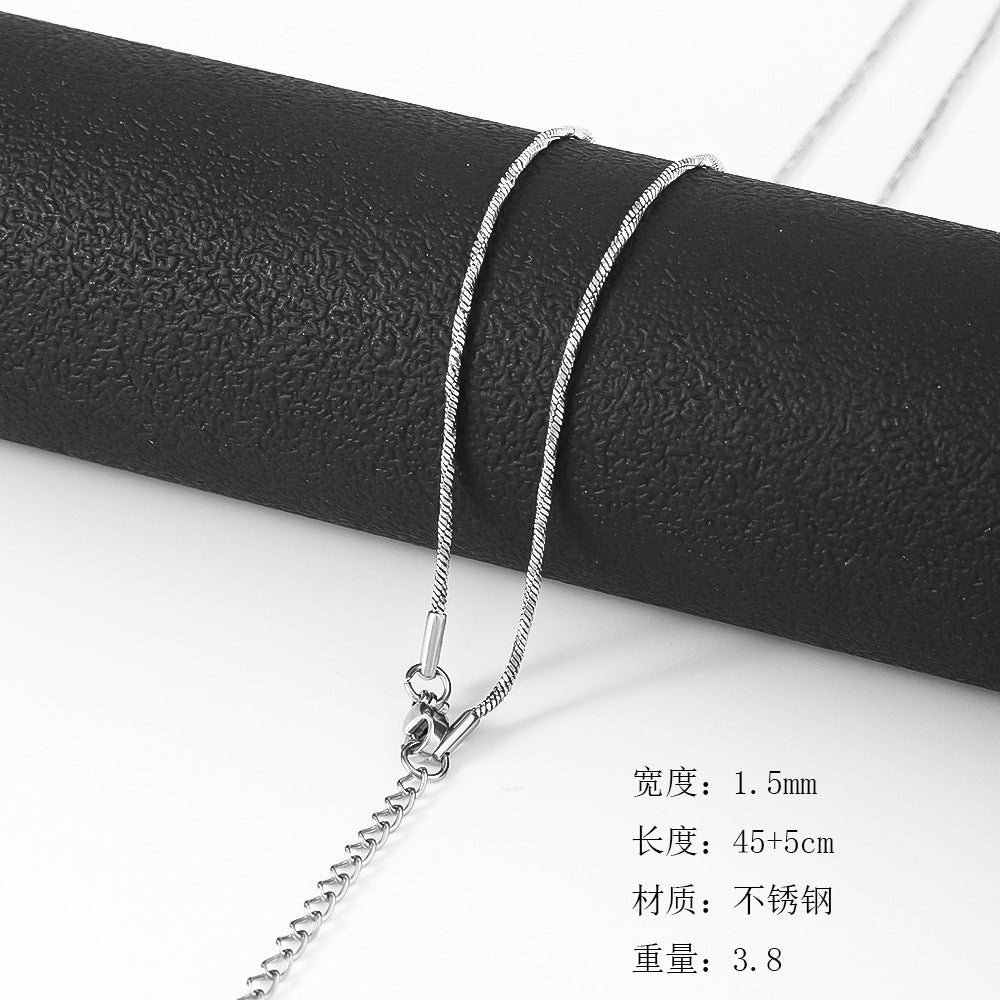 Cross-border hot-selling stainless steel twisted square snake necklace, titanium steel DIY plain chain, 18K-plated real gold non-fading necklace in furnace