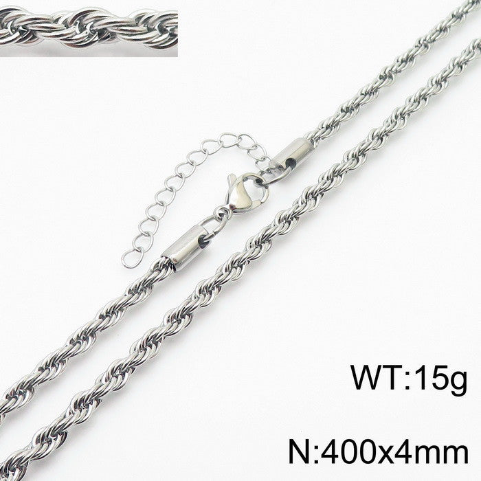 Electroplated 18K Gold Classic Twist Chain Stainless Steel 2/3/4/5mm Twist Rope Twist Chain Bracelet Spot Jewelry
