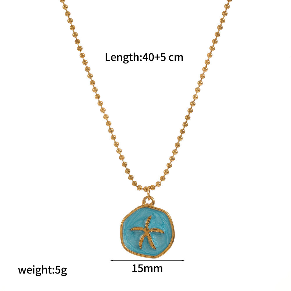 Ocean-Inspired Enamel Pendant Necklace
