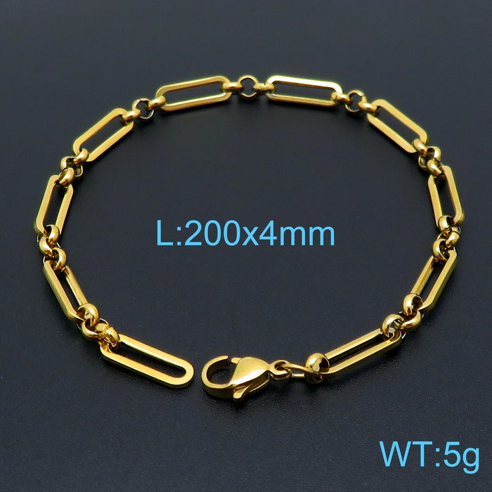 Fashionable and simple stainless steel flat square wire chain, handmade bracelet jewelry, ins style casual and versatile men's and women's accessories