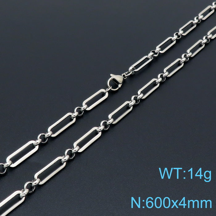 Elongated Rectangle Link Chain Necklace