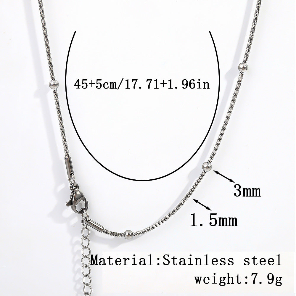 Cross-border women's stainless steel necklace, 18K real gold snake bone chain plain chain fashion collarbone chain versatile titanium steel necklace