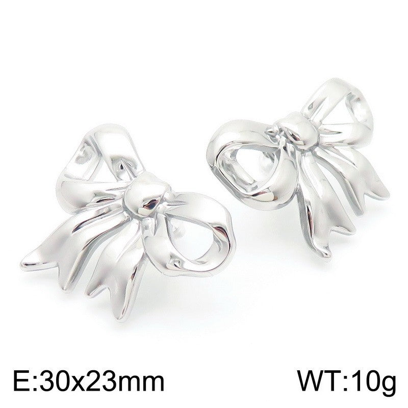 Minimalist Bow Pendant & Stud Earrings