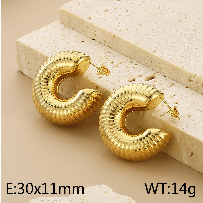 Stainless Steel C-shaped Hollow Earrings