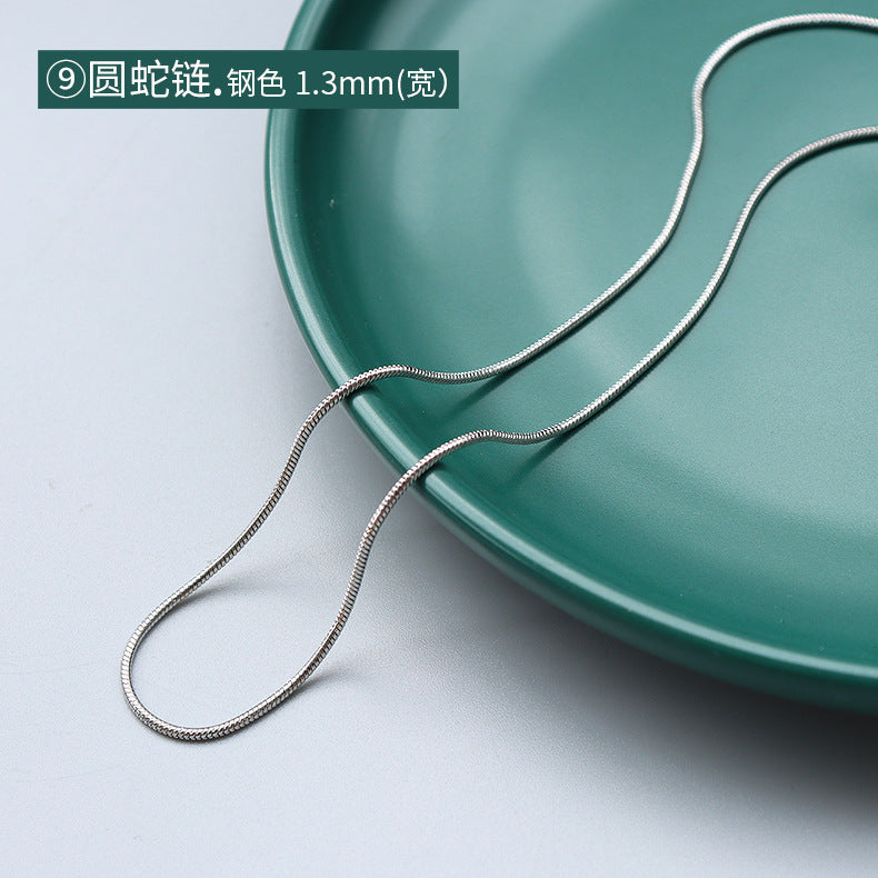 Cross chain, snake bone chain, twist chain, box chain, variety necklace, women's titanium steel plated 18K gold plain chain, clavicle chain jewelry