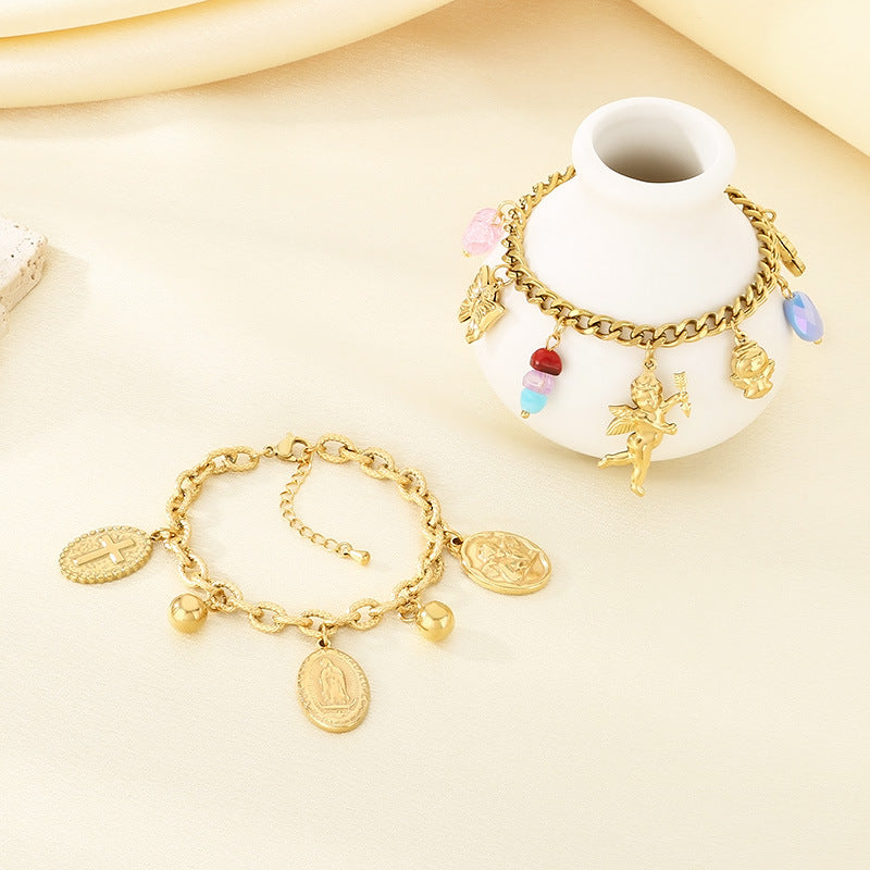 Gold Floral Charm Bracelet