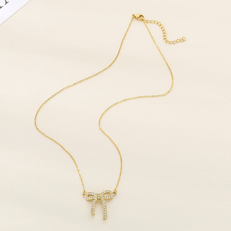 Crystal Bow Pendant Necklace