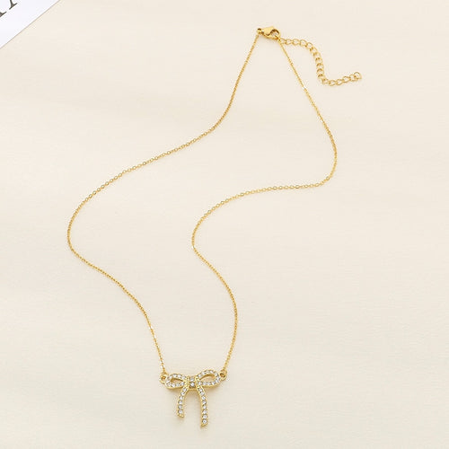 Crystal Bow Pendant Necklace