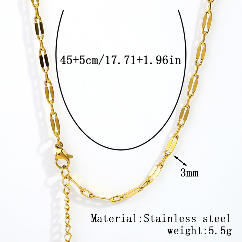 Cross-border women's stainless steel necklace, 18K real gold snake bone chain plain chain fashion collarbone chain versatile titanium steel necklace