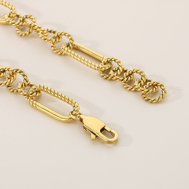 New fashion versatile trendy cool personalized jewelry geometric return chain twist splicing design stainless steel bracelet