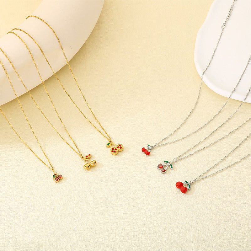 Minimal Cherry Pendant Necklace