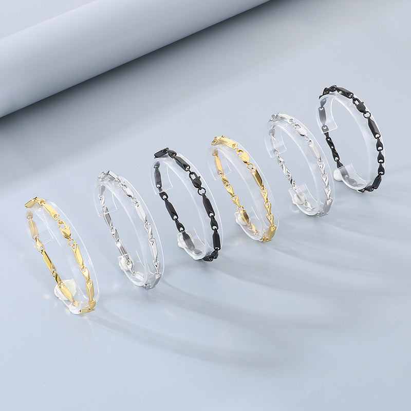 European and American fashion stainless steel set, titanium steel stick chain, rhombus chain, bracelet, necklace with chain accessories, spot wholesale