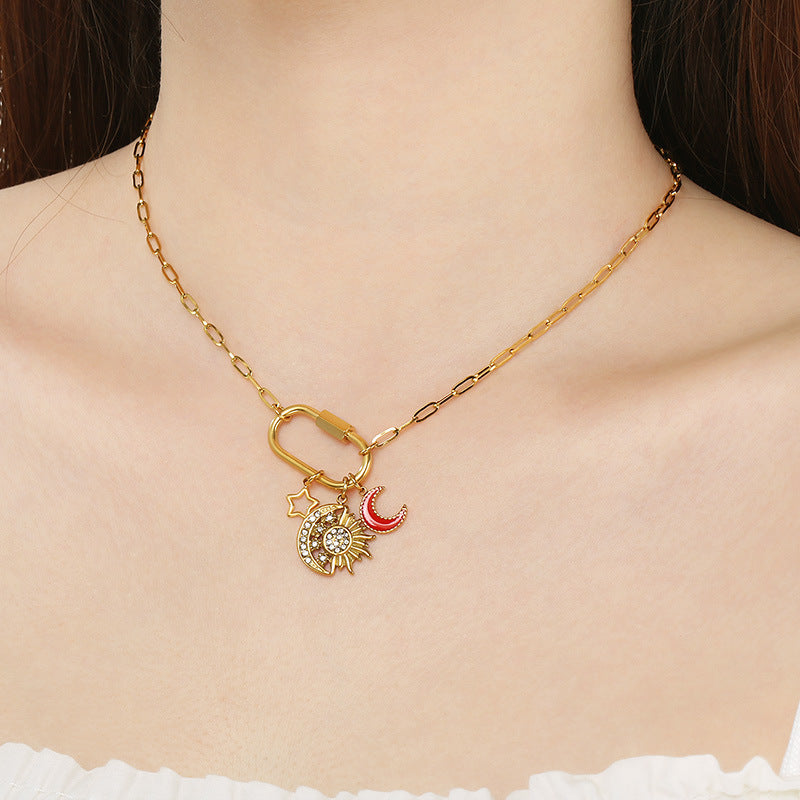 Gold Charm Layered Necklace Set