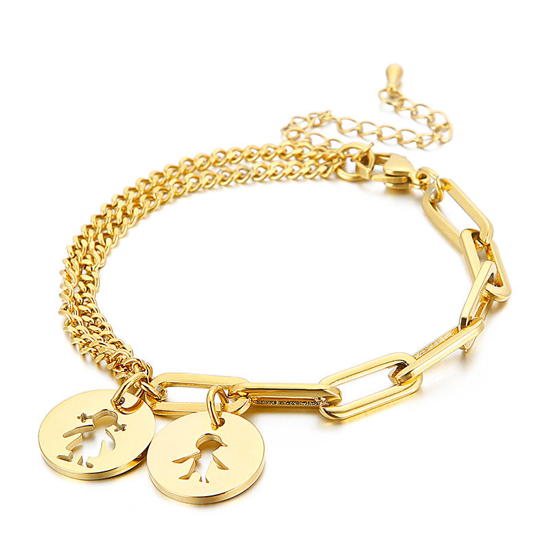 Boy & Girl Silhouette Layered Bracelet