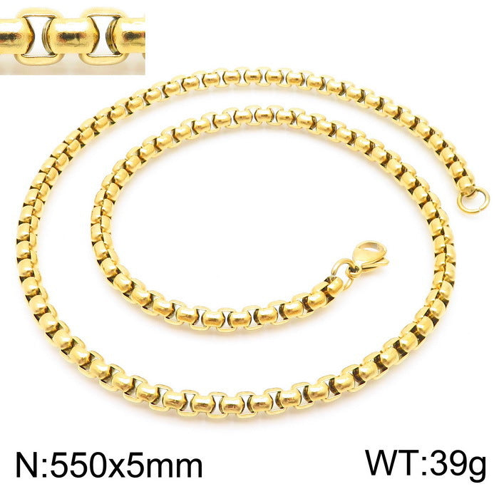 Classic Stainless Steel Pearl Chain Necklace Unisex Multi-Size Necklace Jewelry Pendant with Chain Spot Wholesale
