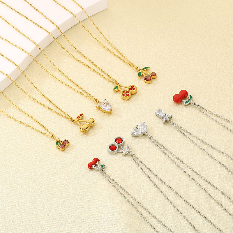 Minimal Cherry Pendant Necklace