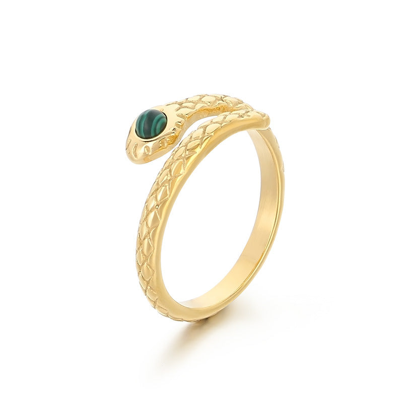 Malachite Snake Open Ring