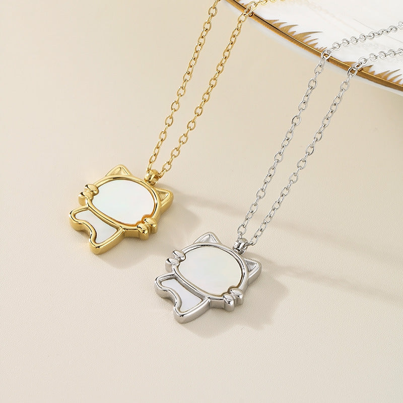 Cute Cat & Butterfly Pendant Necklace