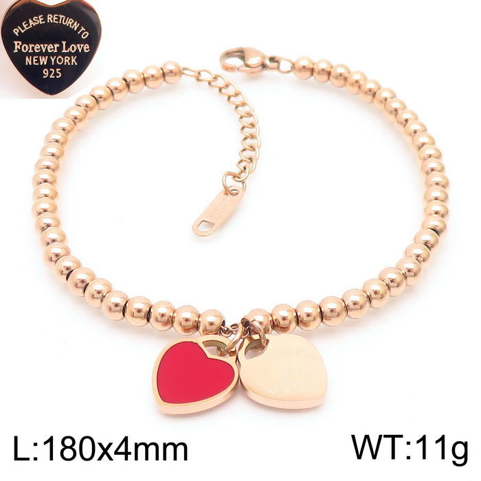 Gold Heart Charm Jewelry Set with Green Enamel Pendant