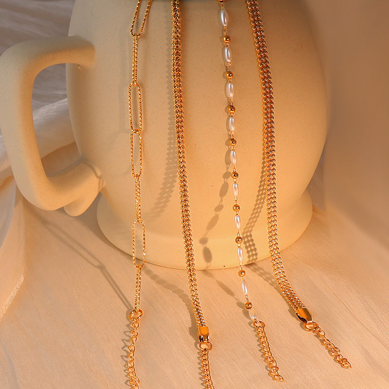 European and American ins high-end bracelet stainless steel 18k gold-plated versatile bracelet niche women's simple jewelry wholesale