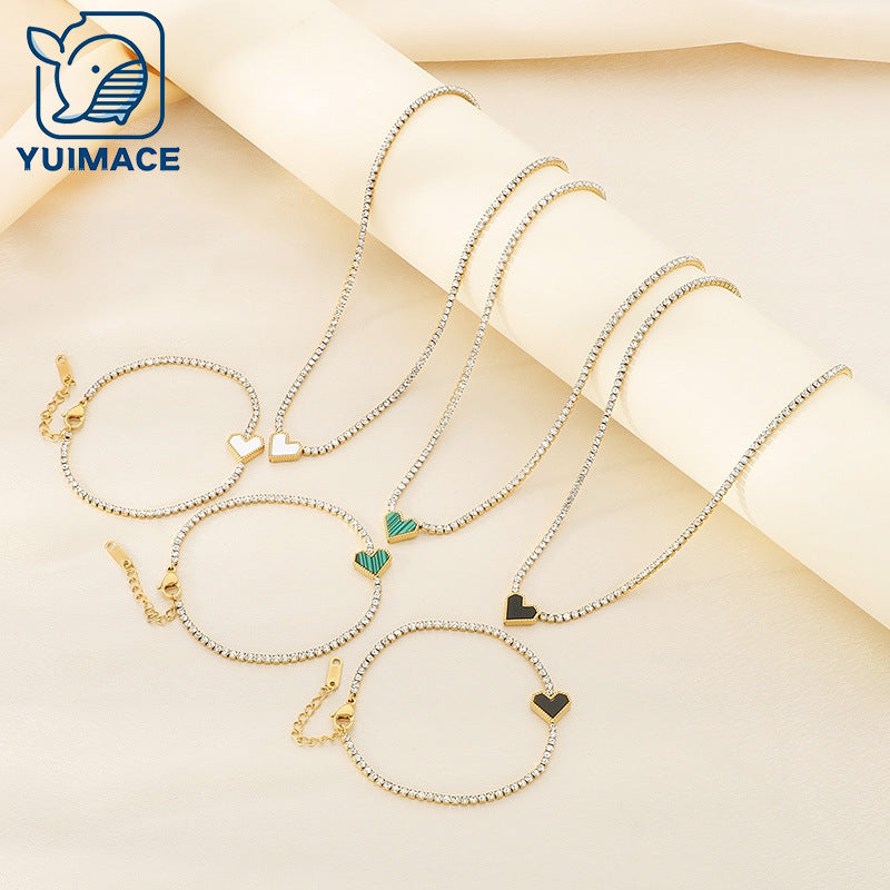 Cross-border stainless steel love bracelet necklace fashion titanium steel jewelry set versatile temperament high-end jewelry spot batch