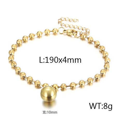 European and American fashion personalized stainless steel 18K gold-plated hollow ball gold bead necklace bracelet set, free jewelry