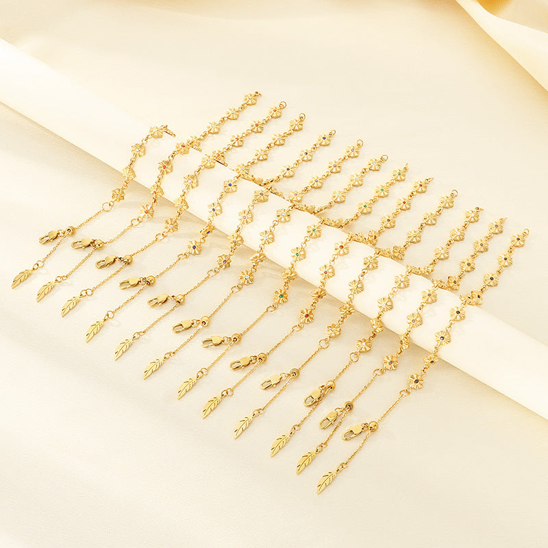 New simple design stainless steel twelve-color four-pointed star bracelet simple and high-end birthstone accessory accessories